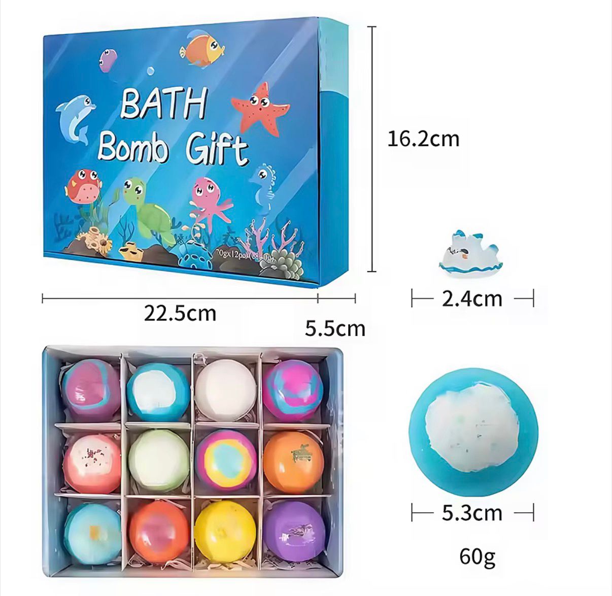 Water Splash bath bomb gift sets organic natural, individual vegan bath bombs with toys for children, colorful fizzy bath fizzies