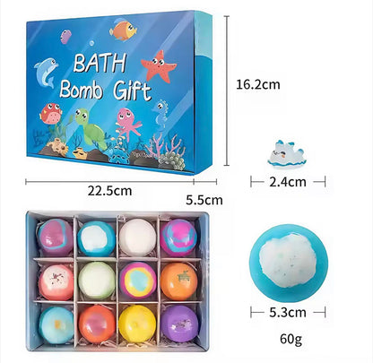 Water Splash bath bomb gift sets organic natural, individual vegan bath bombs with toys for children, colorful fizzy bath fizzies